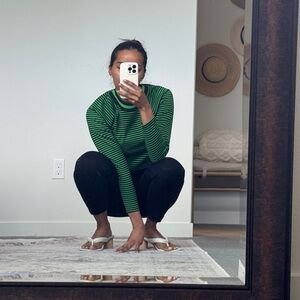 Green Striped Long Sleeve Top